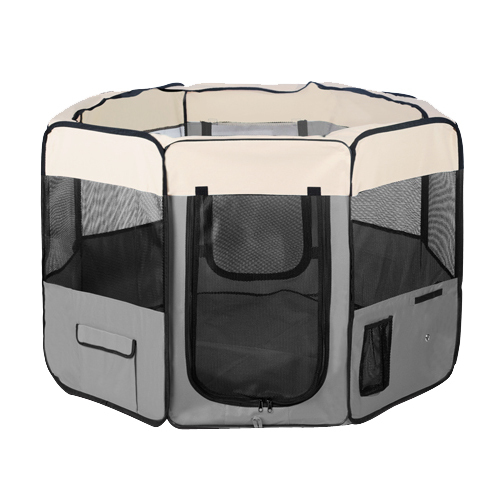 Portable Pet Soft Playpen Play Pen Dog Puppy Cat Play Crate Cage Grey