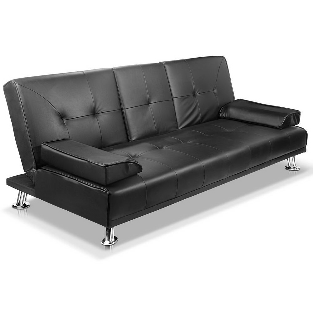 black leather sofa bed        <h3 class=