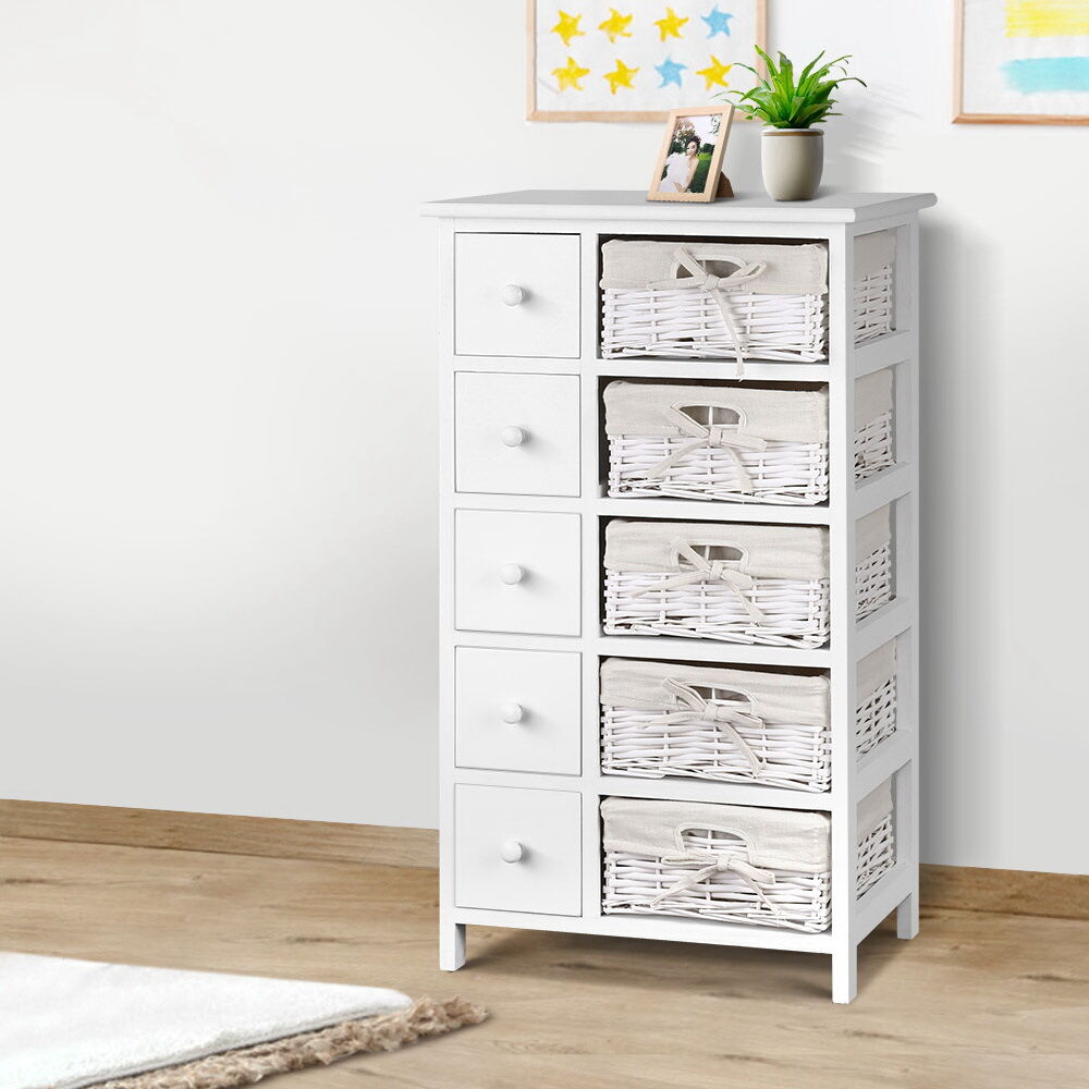 Artiss 5 Basket Storage Drawers White