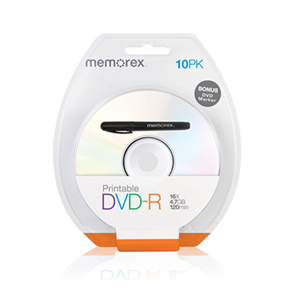 memorex-printable-white-top-dvd-r-4-7g-16x-10pcs-pack-with-bonus-mark-pen