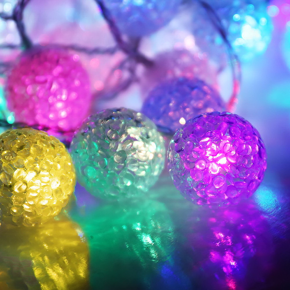 Jingle Jollys 12.5M Christmas Snowball String Lights Multi Colour