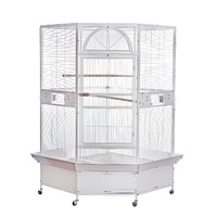 YES4PETS 185cm XXL White Corner Bird Cage Pet Parrot Aviary  Perch Castor Wheel