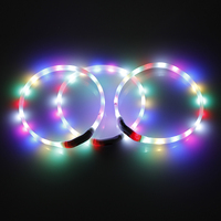 2 X YES4PETS Medium 55CM LED Dog Collar USB Rechargeable Night Glow Flashing Light Up Safety Pet Collars