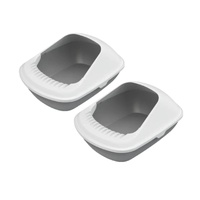 YES4PETS 2 X Medium Cat Litter Box Tray With Shovel Kitty Toilet Semi-Enclosed Pet Box