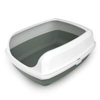 YES4PETS 2 x Large High Side Large Portable Open Cat Toilet Litter Box Tray House With Scoop Grey