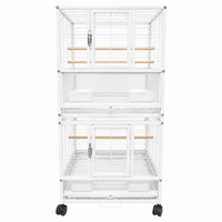 YES4PETS 110 CM High White Bird Transport Budgie Cage Parrot Aviary Carrier with Wheels