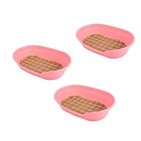 YES4PETS 3x Pet Bed Medium Plastic Dog Bedding Sleeping Resting Washable Basket Pink