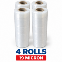 Pallet Wrap Stretch Film 500mm x 400m x 19 Micron Clear Hand Pallet Wrap - Carton of 4 Rolls