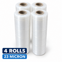 Pallet Wrap Stretch Film 500mm x 400m x 23 Micron Clear Hand Pallet Wrap - Carton of 4 Rolls
