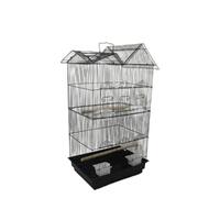 4 X Medium Size Bird Cage Parrot Budgie Aviary with Perch - Black