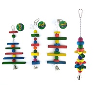 4 Assorted Wood Small Hanging Swing Bird Parrot Parakeet Cockatiel Budgie Toy