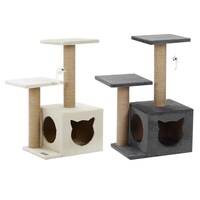 Beige / Grey Cat Scratching Tree Scratcher Post Pole Furniture Gym House