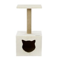 Beige / Grey Small Cat Scratching Tree Scratcher Post Pole Furniture Gym House