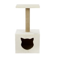 YES4PETS Beige / Grey Small Cat Scratching Tree Scratcher Post Pole Furniture Gym House