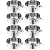 YES4PETS 8 X Pet Rabbit Bird Parrot Dog Cat Water Food Bowl Feeder Chicken Poultry Coop Cup 16cm Diameter