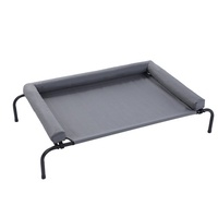 Grey Elevated Bolster Pet Dog Puppy Washable Raised Framed Bed 122x72x29 cm