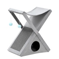 YES4PETS Grey Cat Scratching Tree Scratcher Post Pole Furniture Gym House