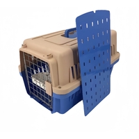 Medium Dog Cat Crate Pet Carrier Airline Cage With Bowl & Tray-Blue