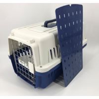 Medium Dog Cat Crate Pet Carrier Airline Cage With Bowl & Tray-Navy
