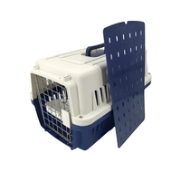 Medium Dog Cat Crate Pet Carrier Airline Cage With Bowl & Tray-Navy