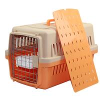 YES4PETS Medium Dog Cat Crate Pet Carrier Airline Cage With Bowl & Tray-Orange