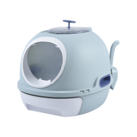YES4PETS Cat Toilet Litter Box Tray House W Sky window Drawer Photocatalyst Purifier Blue