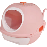 Hooded Cat Toilet Litter Box Tray House With Drawer and Scoop Pink