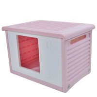 YES4PETS Small Plastic Pet Dog Puppy Cat House Kennel Pink