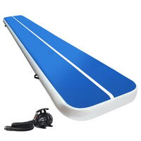 Everfit 5X1M Inflatable Air Track Mat 20CM Thick with Pump Tumbling Gymnastics Blue