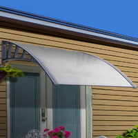Instahut Window Door Awning Canopy 1.5mx2m Transparent Sheet Grey Plastic Frame