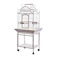 YES4PETS White Large Bird Budgie Cage Parrot Aviary Carrier With Stand & Wheel