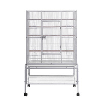 YES4PETS 140cm White Bird Cage Parrot Aviary Pet Stand-alone Budgie Perch Castor Wheels