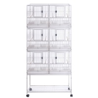 YES4PETS 208cm Stackable White Breeding Bird Budgies Aviary Cage Shelf Wheels