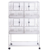 YES4PETS White Breeding Bird Budgies Aviary Cage Shelf Wheels