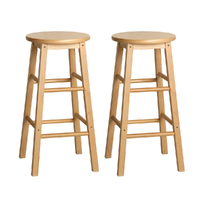 Artiss 2x Bar Stools Round Chairs Wooden Nature