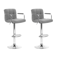 Artiss 2x Bar Stools Kitchen Bar Stool Chairs Gas Lift Swivel Fabric Chrome Grey 