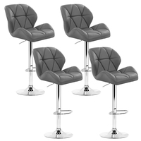 Artiss 4x Kitchen Bar Stools Swivel Bar Stool Leather Gas Lift Chairs Grey
