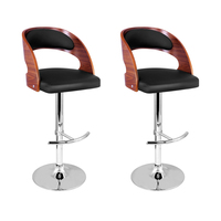 Artiss 2x Wooden Bar Stools Bar Stool Kitchen Dining Chairs Gas Lift Bella Black