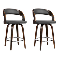 Artiss Set of 2 Walnut Wooden Bar Stool - Grey and Walnut