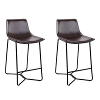 Artiss Set of 2 PU Leather Bar Stools - Metal Black
