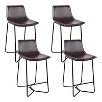 Artiss 4x Bar Stools LEANNE Kitchen Bar Stool Leather Dining Chair Metal Black