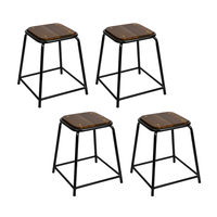 Artiss Set of 4 Pine Wood Bar Stools - Black