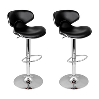 Artiss 2x Bar Stools DINO Kitchen Swivel Bar Stool Leather Gas Lift Chairs Black