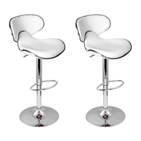 Artiss 2x Bar Stools DINO Kitchen Swivel Bar Stool Leather Gas Lift Chairs White