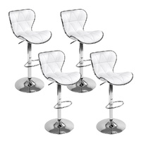 Artiss 4x Bar Stools Gas Lift Leather Seat White