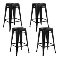 Artiss 4x Replica Tolix Bar Stools Metal Bar Stool Kitchen Chairs 76cm Black