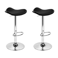Artiss 2x Gas Lift Bar Stools Swivel Chairs Leather Chrome Black