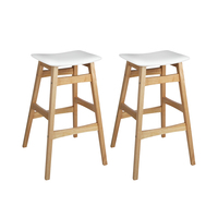 Artiss Set of 2 Wooden and Padded Bar Stools - White