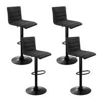 Artiss 4x Bar Stools Fabric Kitchen Cafe Swivel Bar Stool Chair Gas Lift Black