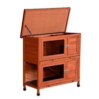 YES4PETS Large Double Storey Rabbit Hutch Guinea Pig Ferret Cage Brown 915 X 450 X 908MM